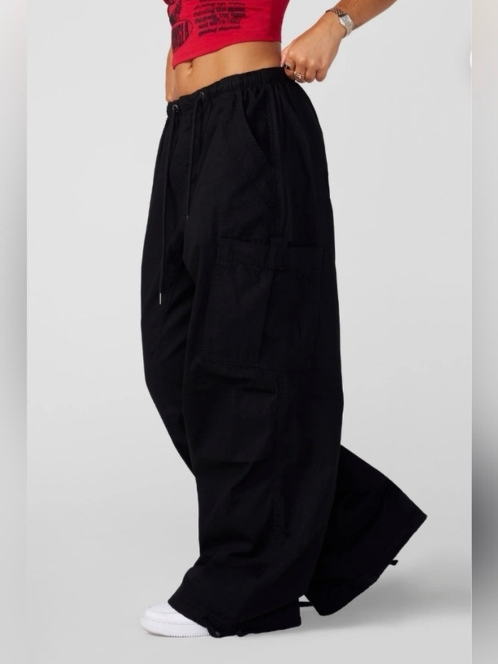 YoungLA W283 Off Duty Oversized Fit Black Cargo Pants XL